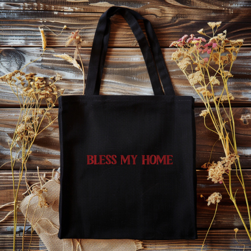 EMBROIDERED - BLESSED MY HOME - TOTE BAG