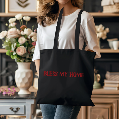 EMBROIDERED - BLESSED MY HOME - TOTE BAG