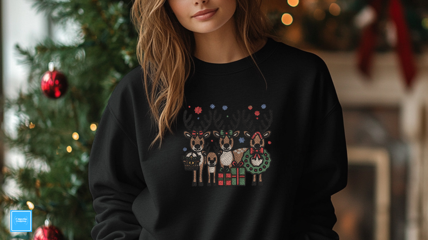 EMBROIDERED - REINDEER SWEATSHIRT