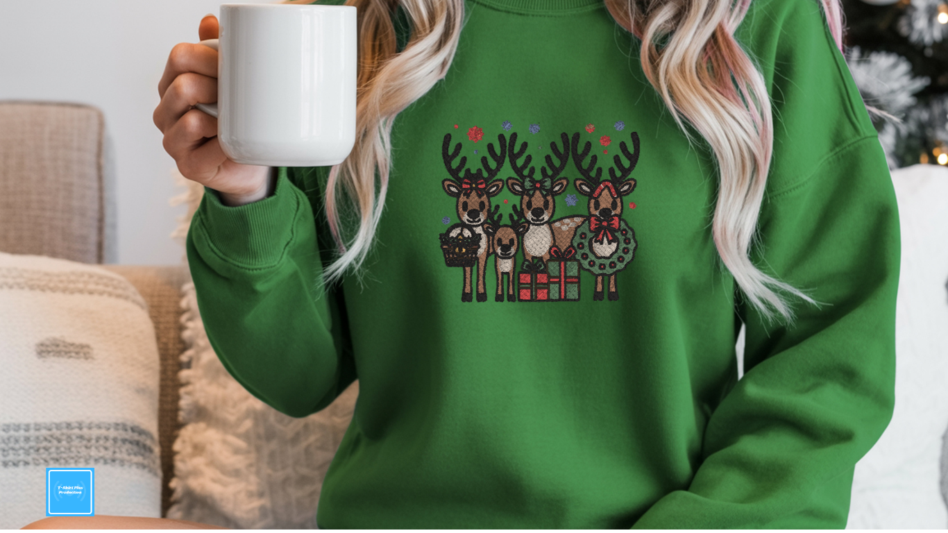 EMBROIDERED - REINDEER SWEATSHIRT